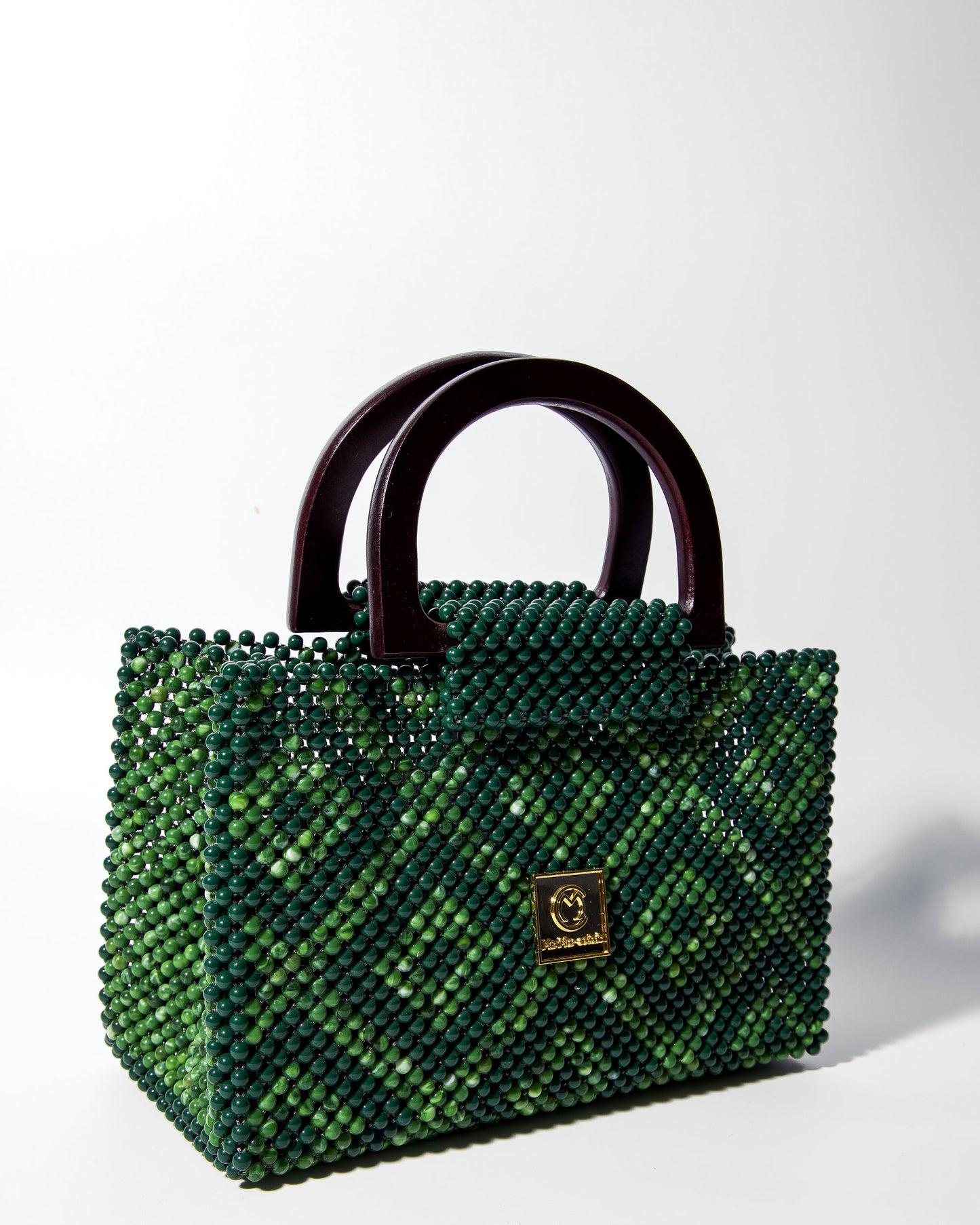 Akua Beaded Tote - nature-inspired green tones