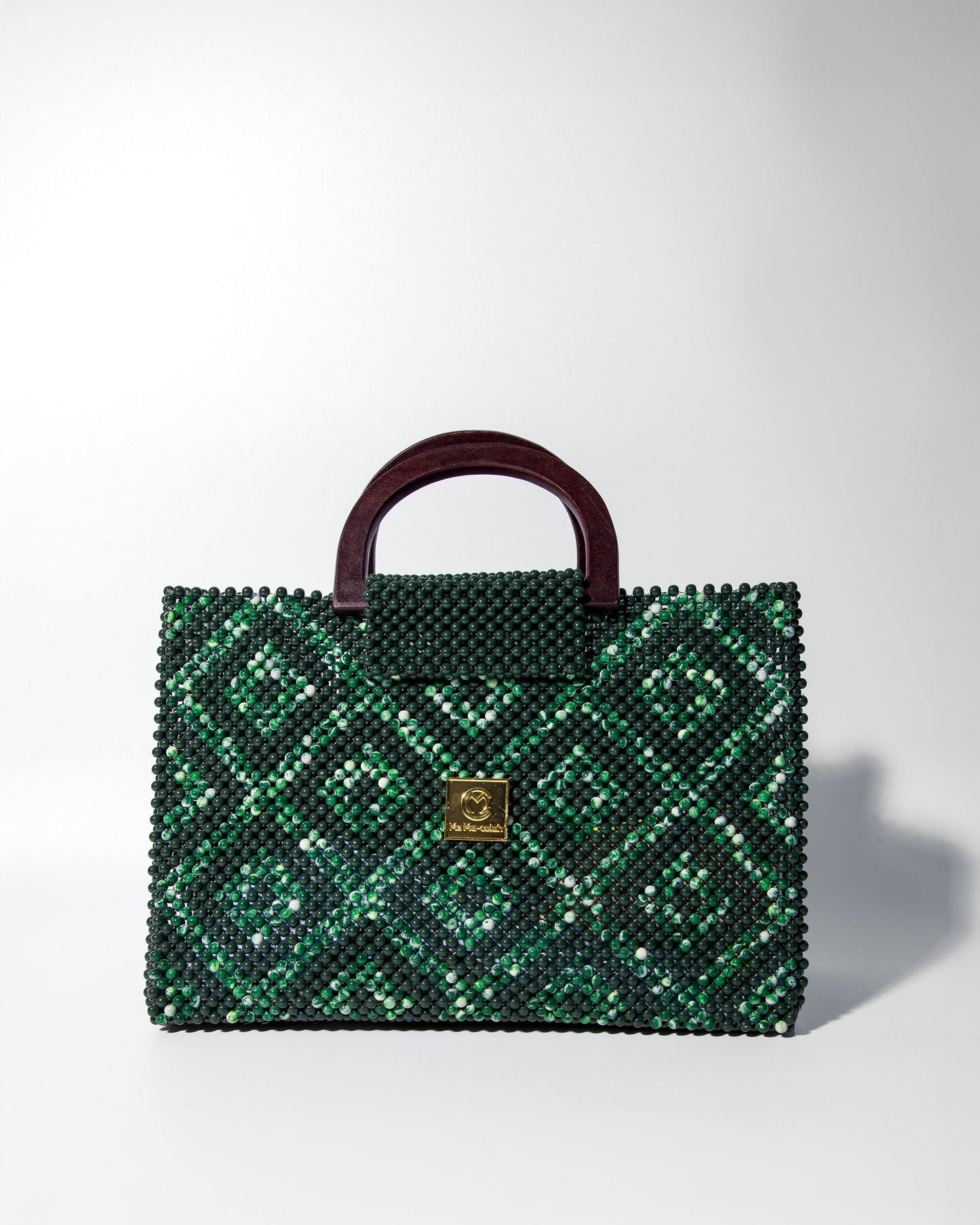 Akua Beaded Tote - nature-inspired green tones