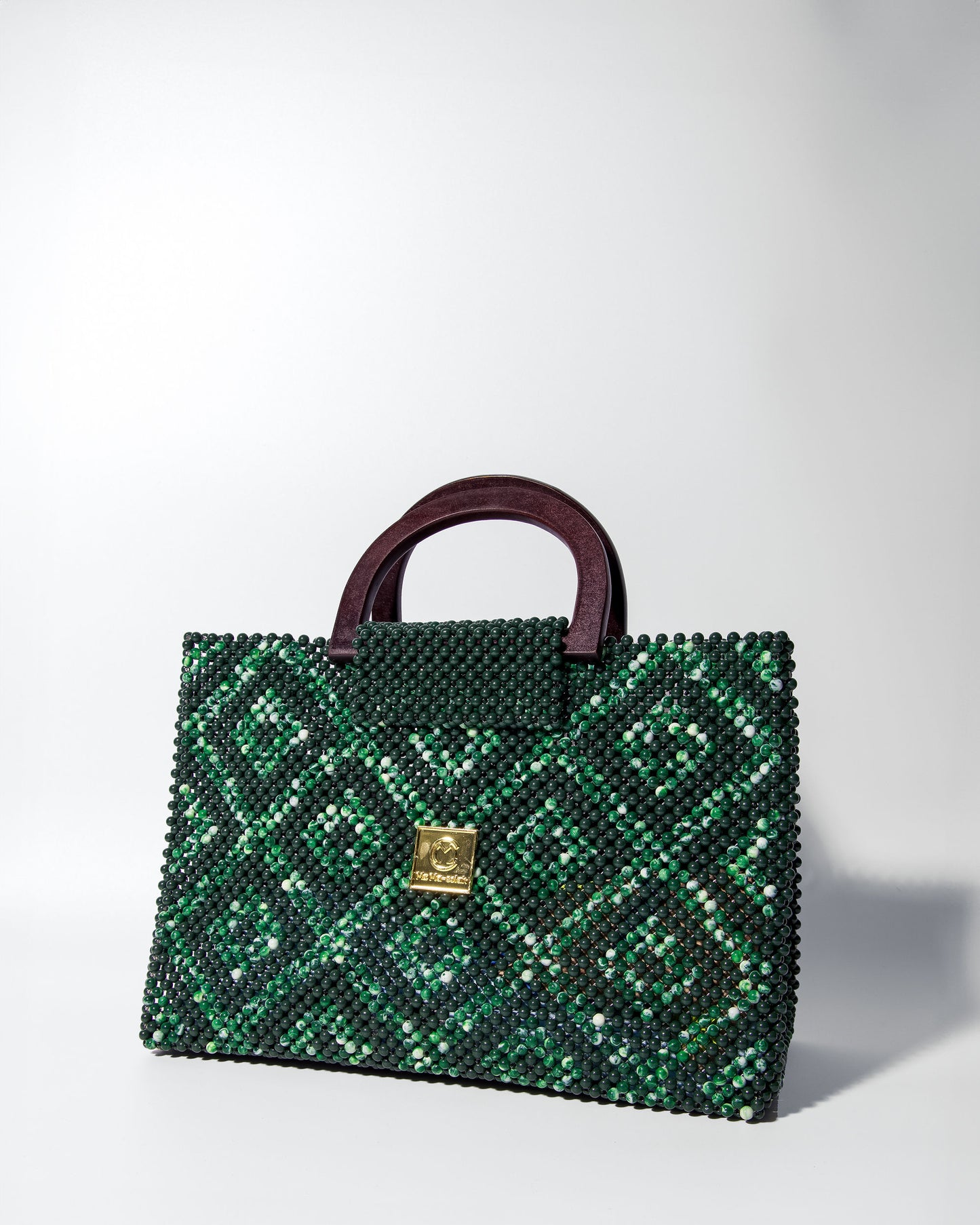 Akua Beaded Tote - nature-inspired green tones