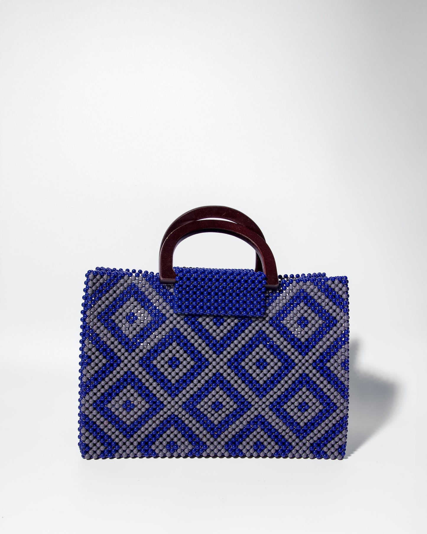 Akua Beaded Tote - blue and grey