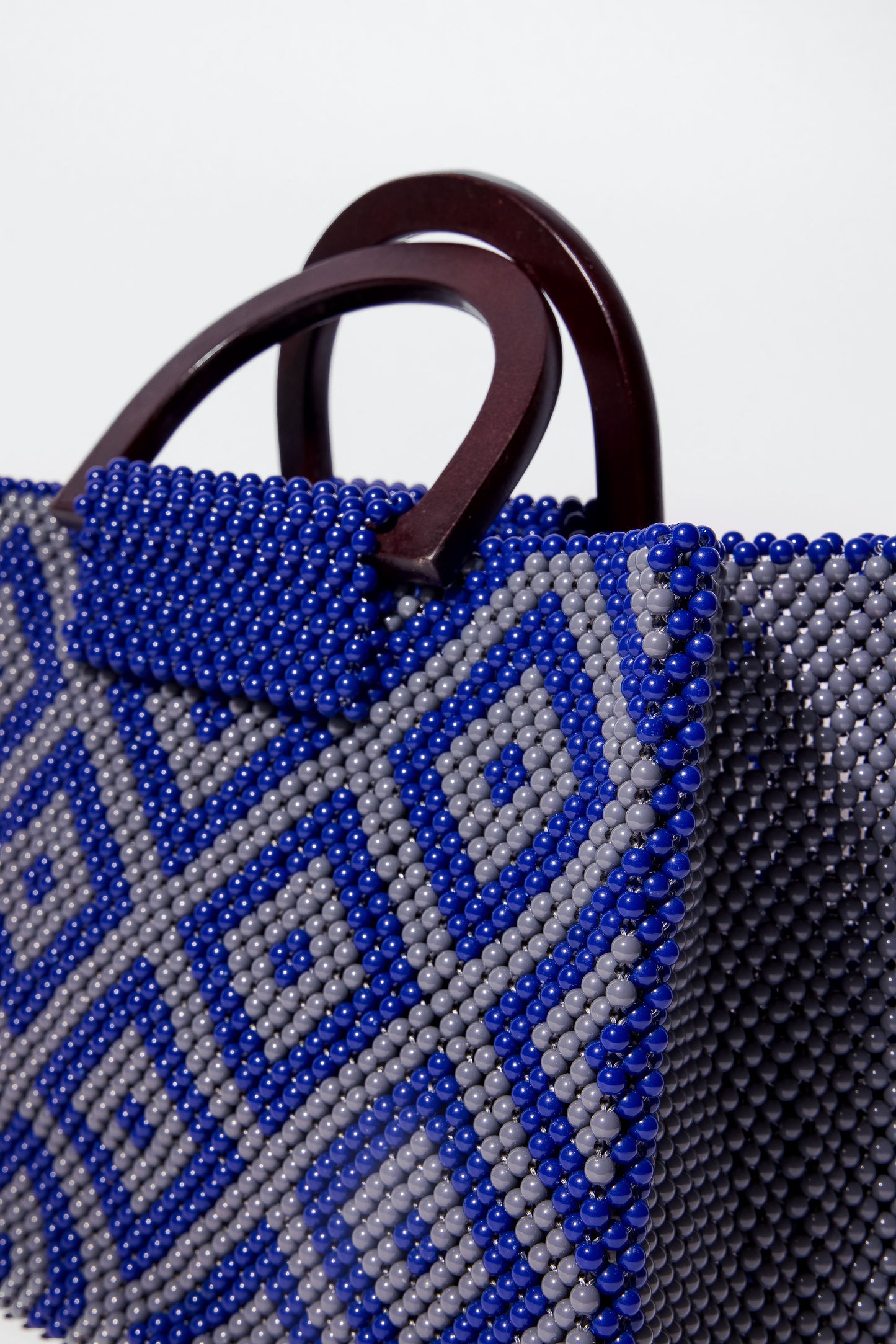 Akua Beaded Tote - blue and grey