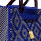 Akua Beaded Tote - blue and grey