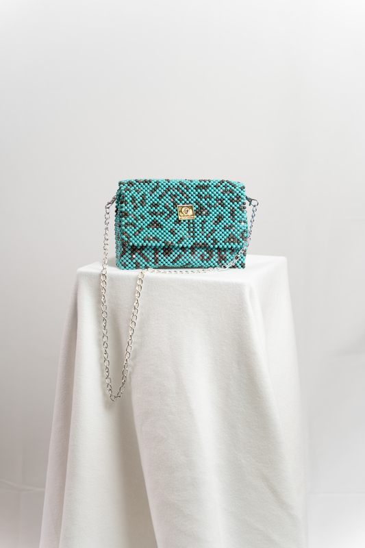 Isha beaded clutch bag - Turquoise